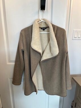Nicole Miller Taupe Jacket with Cream Sherpa Lining